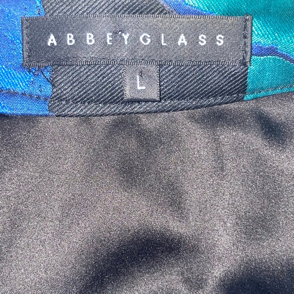 Abbey Glass Blue Teal Floral Print High Low Midi Skirt Size L - Picture 4 of 9